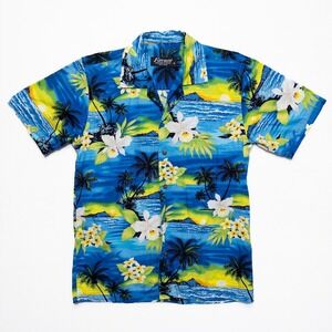 Favant‎ Hawaiian Shirt Mens Small Short Sleeve Tropical Palm Floral Button Up